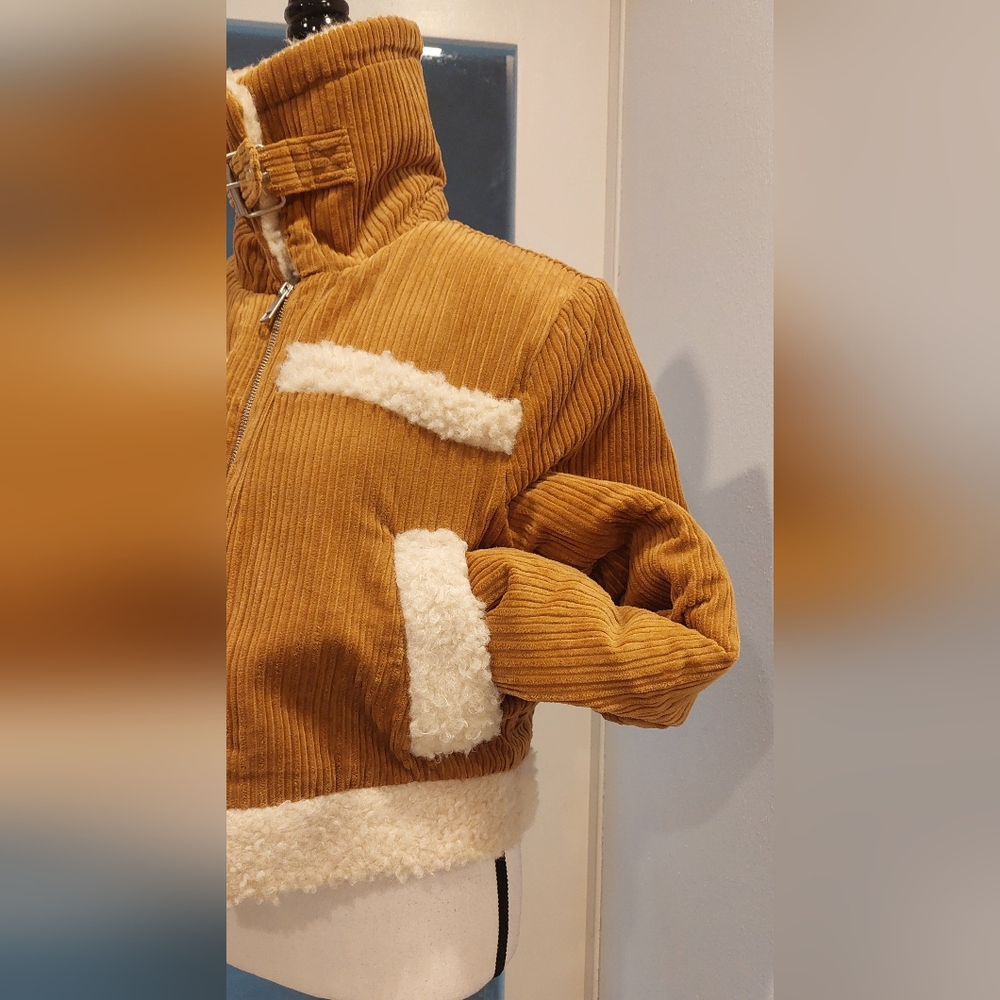 BDG Tan Teddy Jacket with Cream Accents - Picture 4 of 12